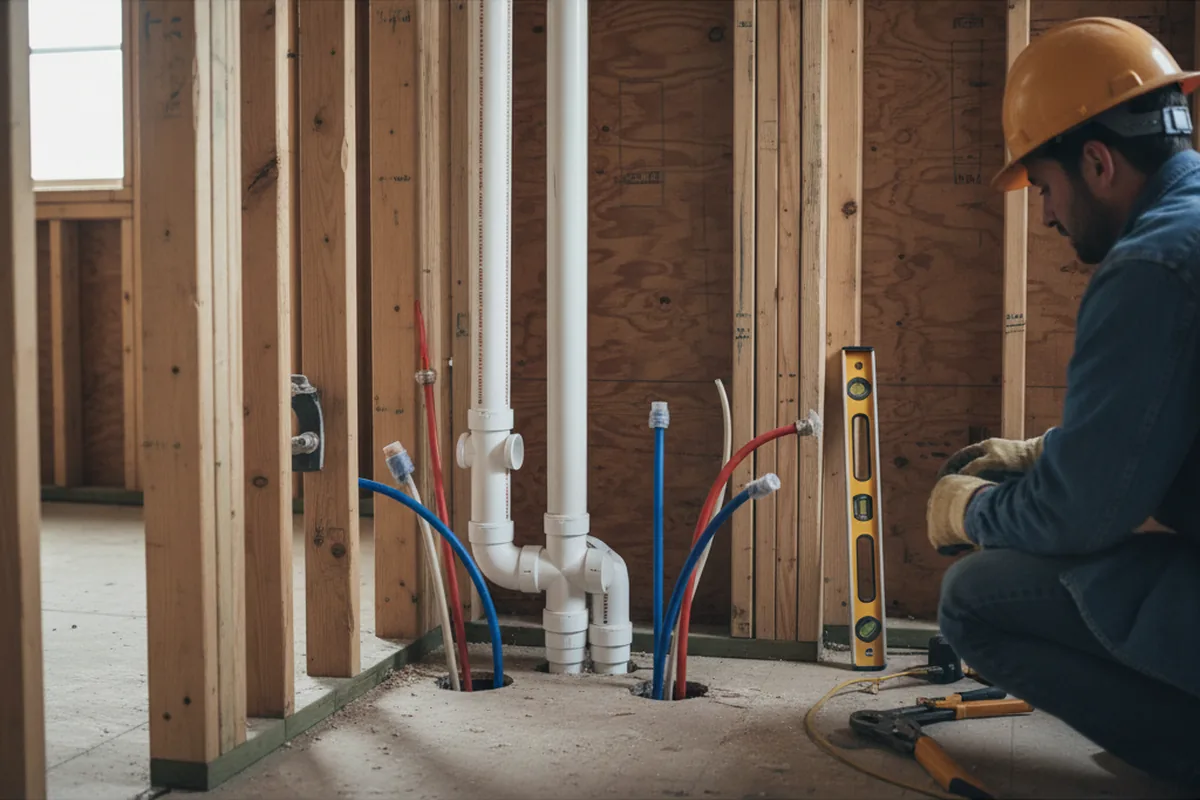 Drain and supply rough-in during Drain Cleaning in Catonsville